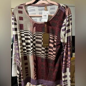 Conquista Geometric Long Sleeve Knit Top, Greece